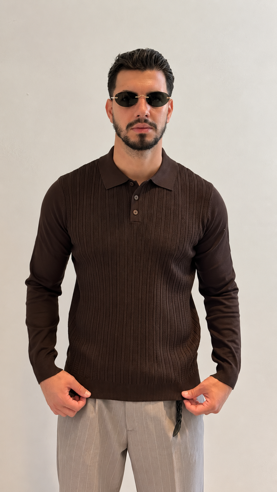 Maglia filo 3 bottoni