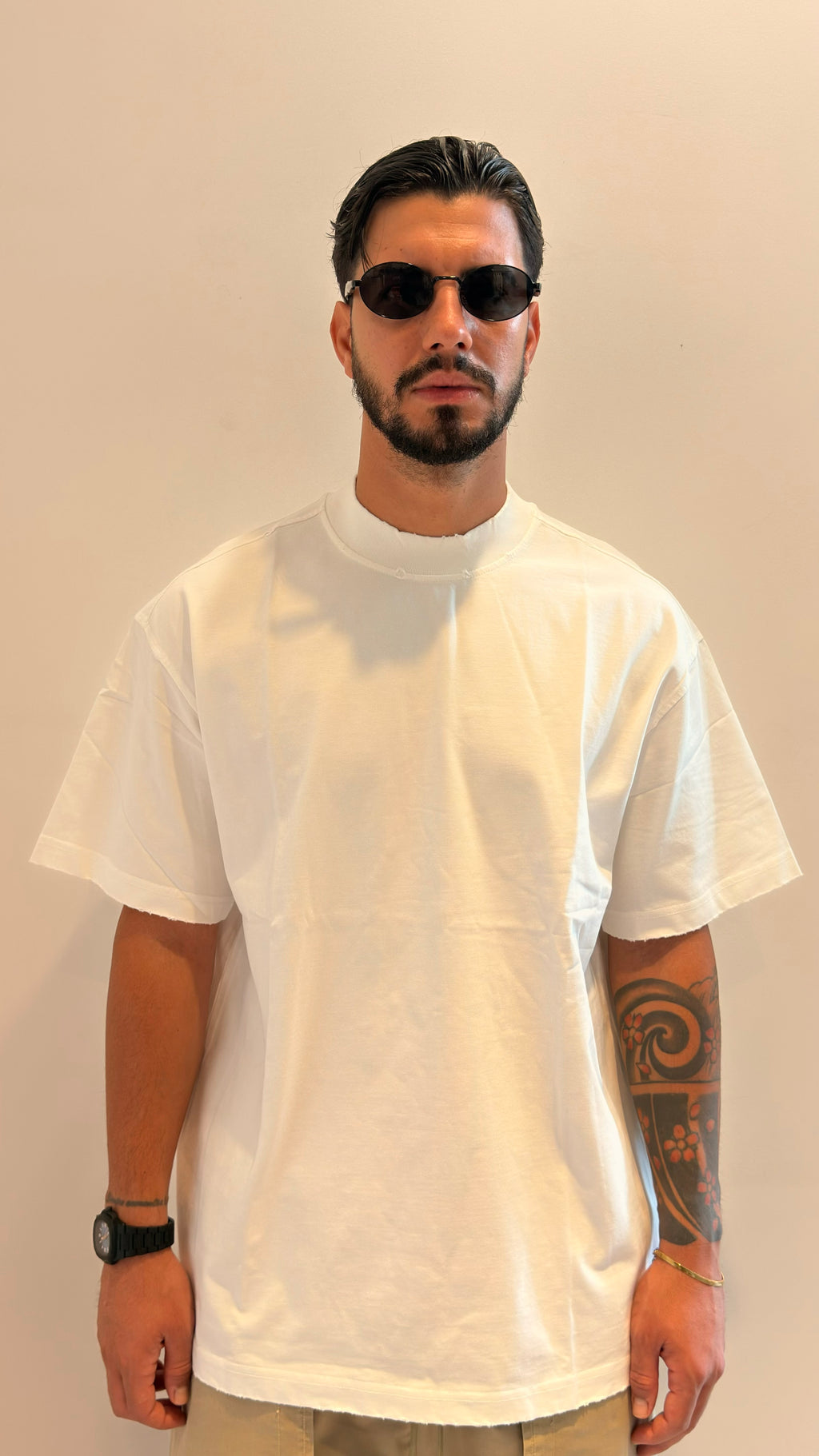 T-Shirt Oversize Bianca Manica Corta