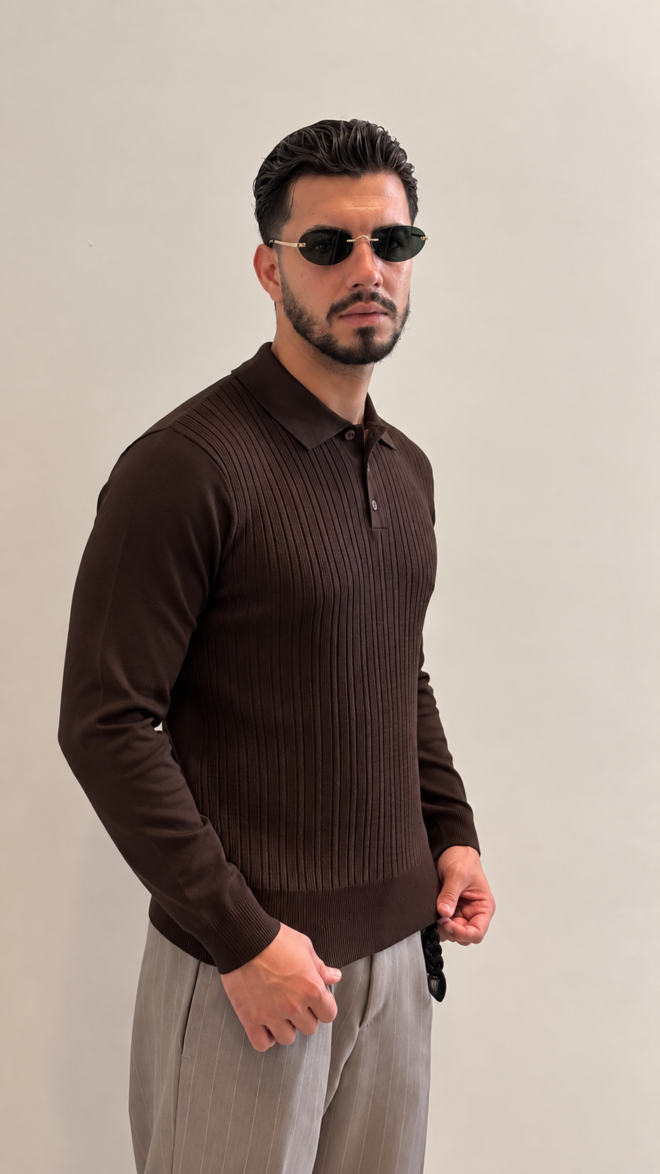 Maglia filo 3 bottoni