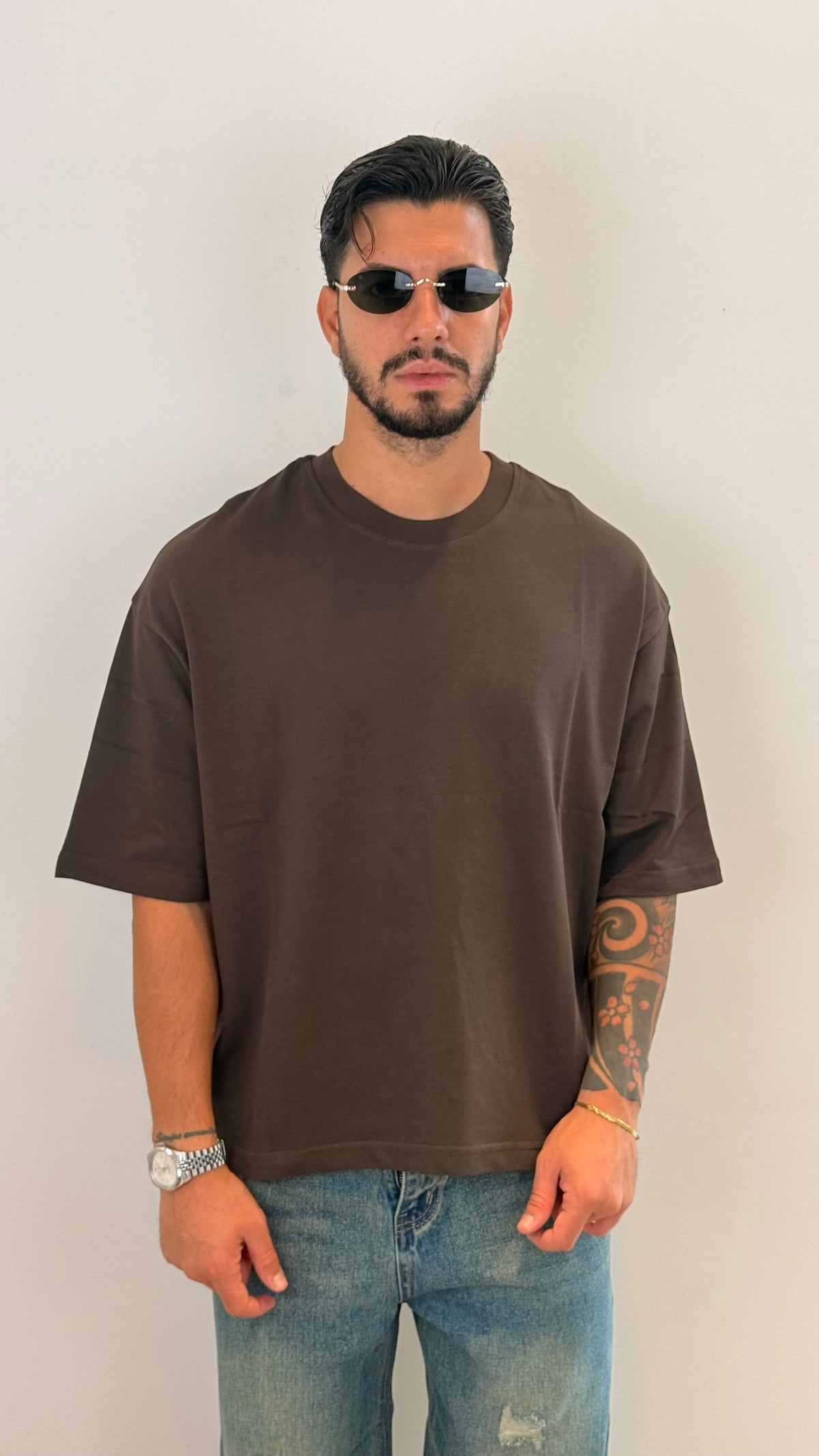 Maglia crop marrone