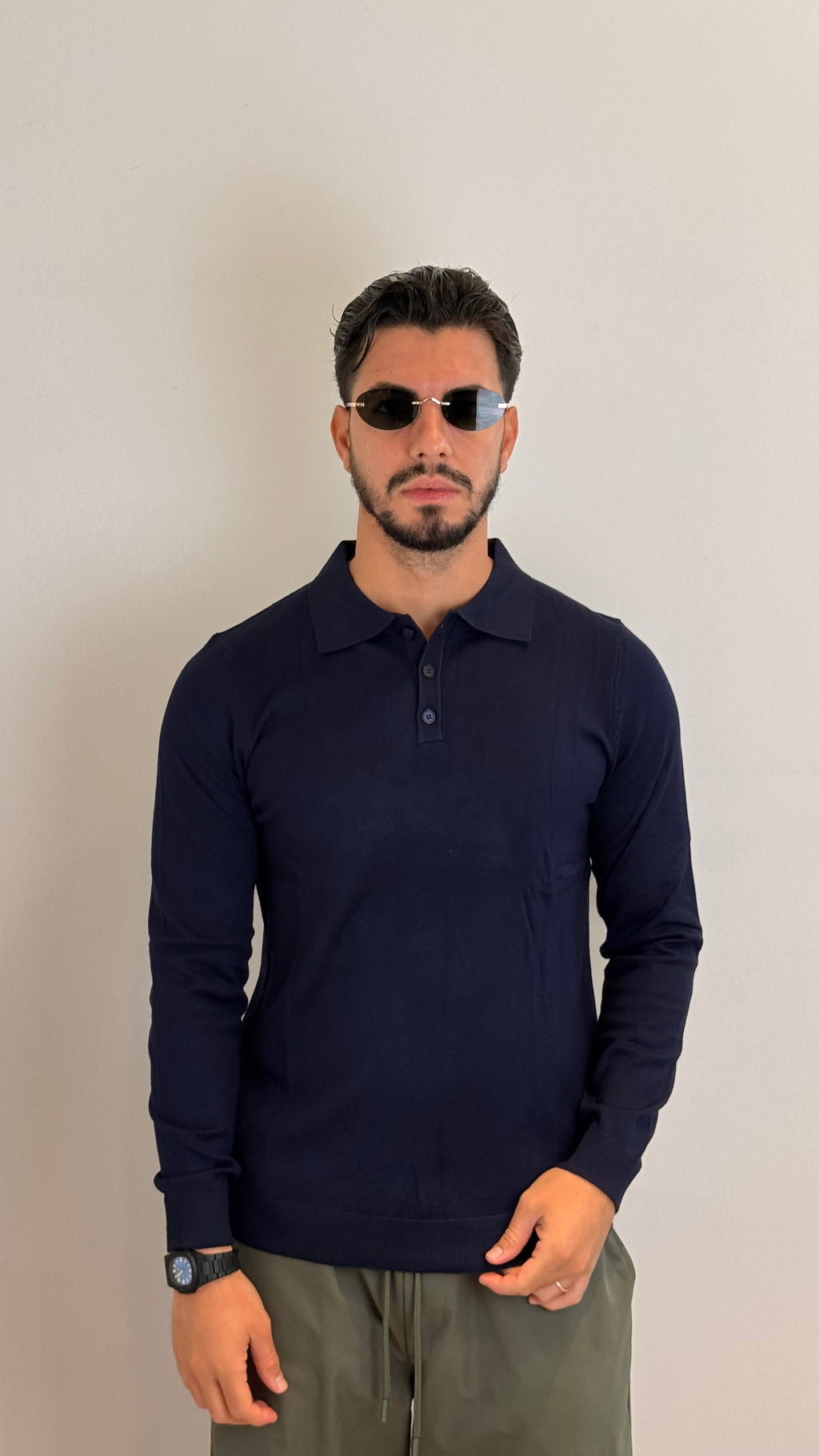 Polo Uomo a Maniche Lunghe Blu Navy – Eleganza senza Tempo