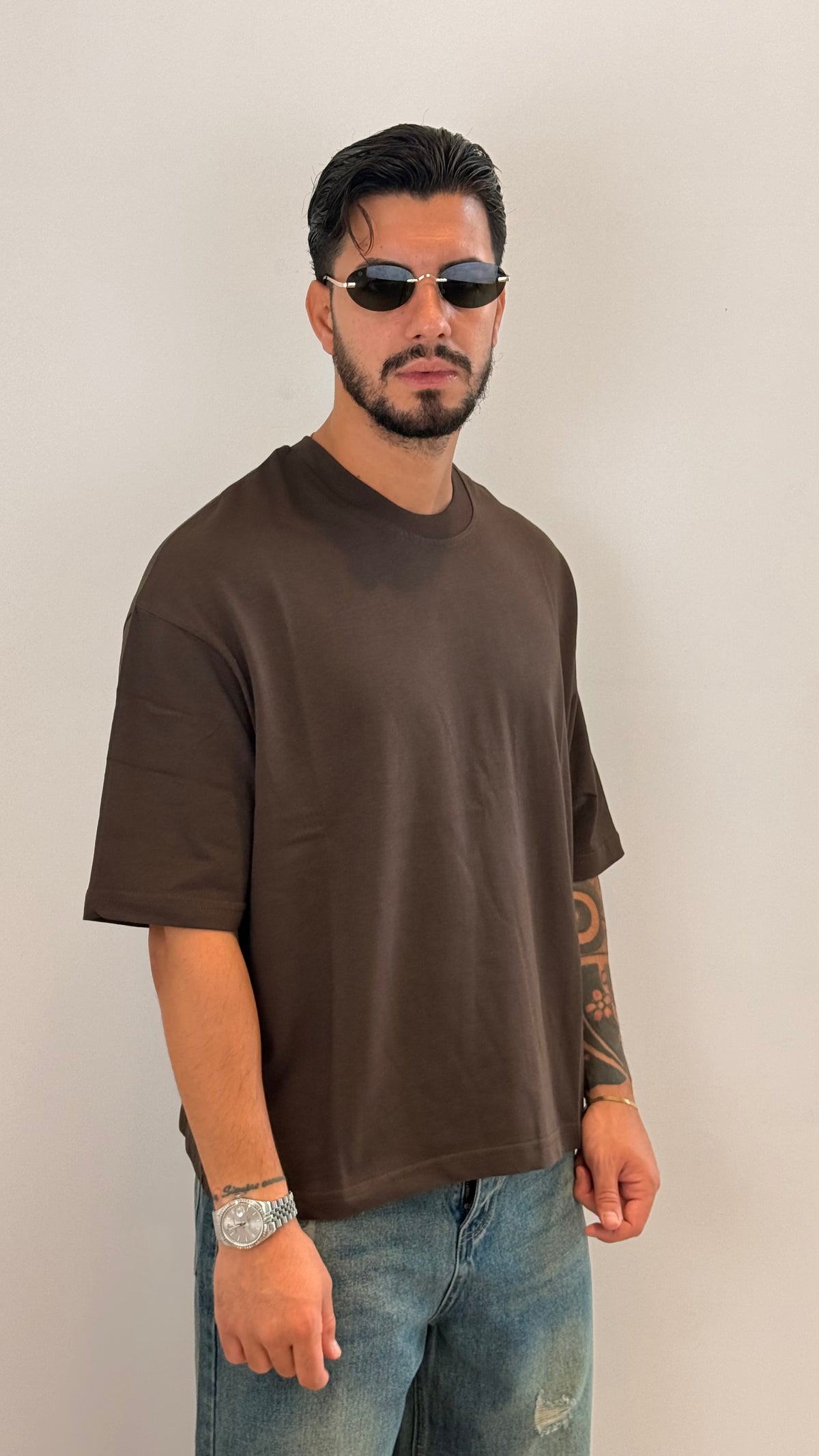 Maglia crop marrone