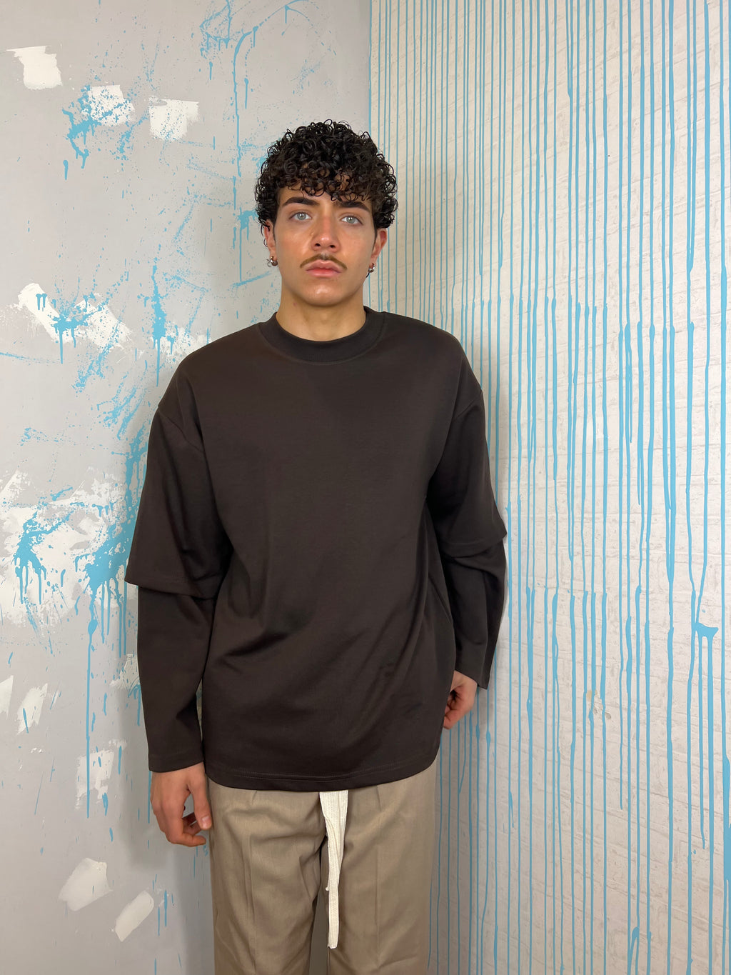 maglia double color marrone