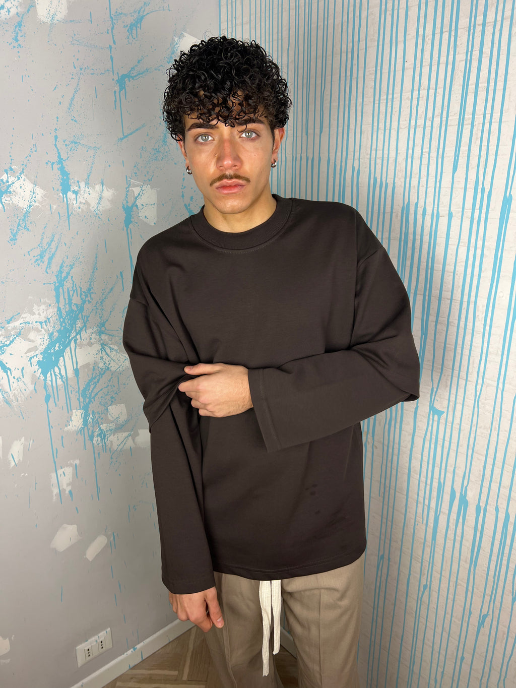maglia double color marrone